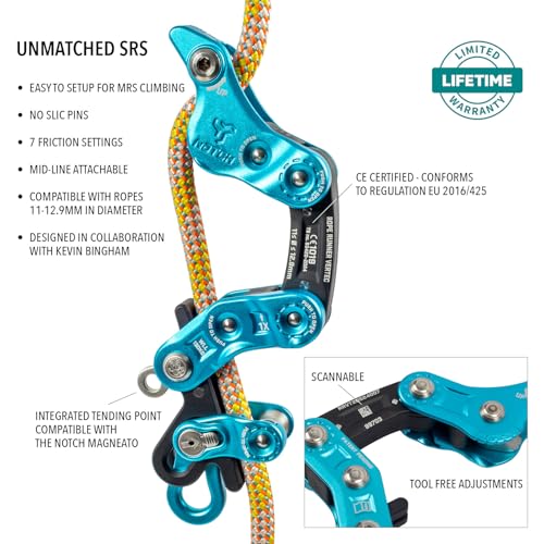 Notch Rope Runner Vertec Ultimate Climbing & Work Positioning Device-99703 | Tool-Free Adjustability, Midline Attachable, Use with Lines 11-12.9mm