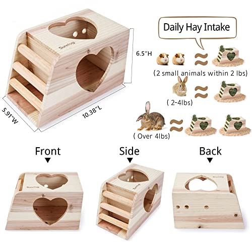 JanYoo Hay Feeder for Rabbits Wooden Holder for Cage Large Rack Hanging Food Manager Less Waste Dispenser Bunny Accessories - size: Xlarge-0.65lb Capacity