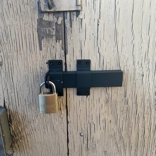 Heavy Duty Security Slide Gate Latch with Padlock Hole Adjustable Gate Latch Lock for Wooden Fences, Barn Door,Fence Gate and Shed Lock