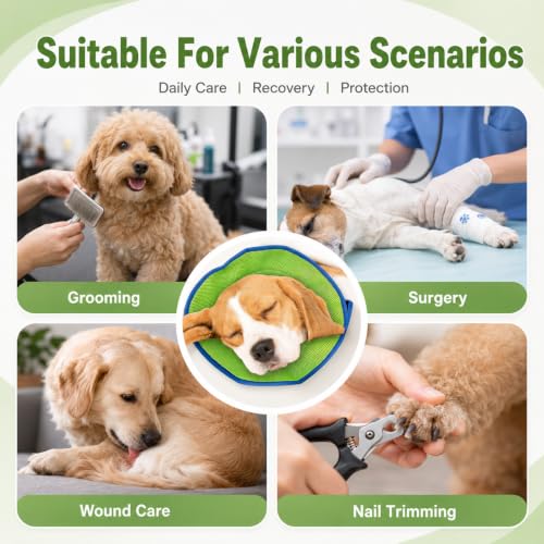 Soft Dog Cone Recovery Collars & Cones After Surgery for Medium Dogs | Adjustable Breathable Dog Cone Collar,Protect Pets from Licking Wounds,Soft and Comfortable, Reduce Anxiety (M) - size: M