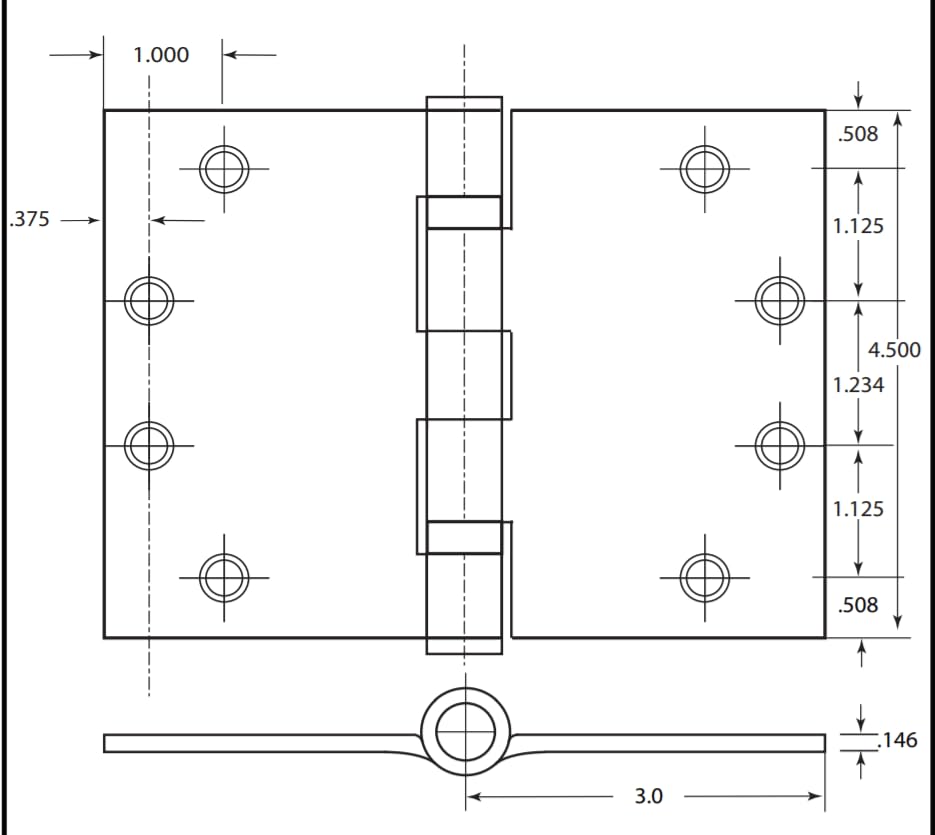 Wide Throw Hinge 180 Degree Stainless Steel 4.5 Inch x 6 Inch 2-Pack - color: Stainless Steel
