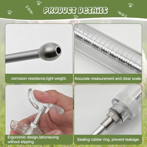 2 pcs Reusable Goats Syringe for Goat, 2 Drench Nozzle Adjustable Dosage Drench Gun Syringe for Sheep (Clear 20ML) - style: Clear