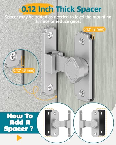 90 Degree Barn Door Lock, Rustproof Sliding Gate Latch, Silver 1Pc | Multipurpose Security Lock for Bathroom, Cabinet, Pet Cage, Garden Shed, Window And Sliding Wooden Doors - color: Silver-1PC