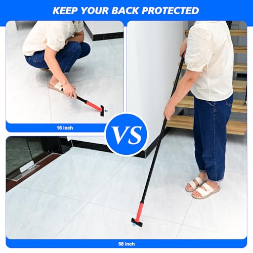 EHDIS Long Handle 4 Inch Razor Blade Scraper Tool Adjustable 16‘’-58‘’ Tile Paint Floor Scraper for Wood,Window Glass Wallpaper Remover,Painting Stripping, Adhesive Removal