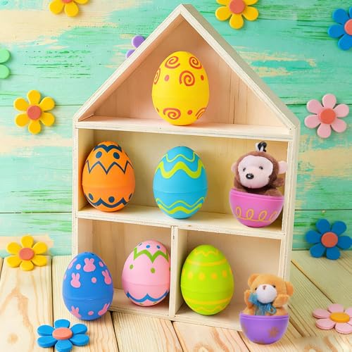 16PCS Prefilled Easter Egg Fillers with Animal Toys for Easter Egg Hunt | colorful bright prefilled Easter egg fillers, Easter egg hunt for kids boys girls easter basket stuffers party favors prizes