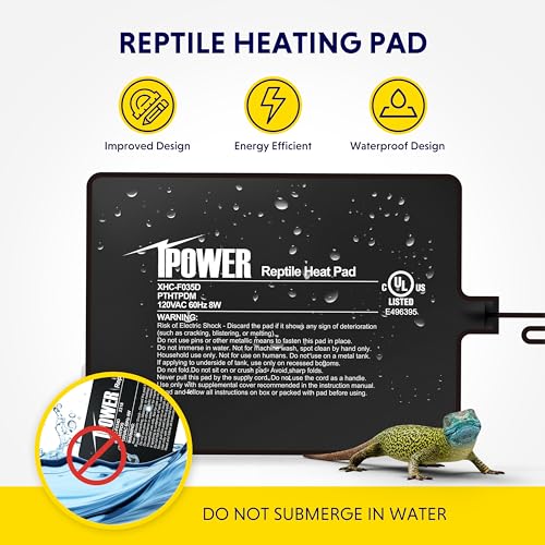 iPower 6 by 8-Inch 8W Reptile Heat Mat, LCD Digital Aquarium Thermometer, Under Tank Warmer Terrarium Heat Pad for Turtles Lizards Frogs and Other Small Animals, Multi Sizes - size: 6 X 8 Inch, style: Pad + Thermometer