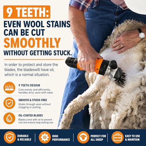 Sheep Shears Replacement Blades fit for Oster/Heiniger/GDJOB/BEETRO/Dragro/TAKEKIT Shearing Wool Clipper for Grooming Goats, Lambs, Llamas, Alpacas, Horse, Stainless Steel 13-Tooth & 9-Tooth, 2 Pack