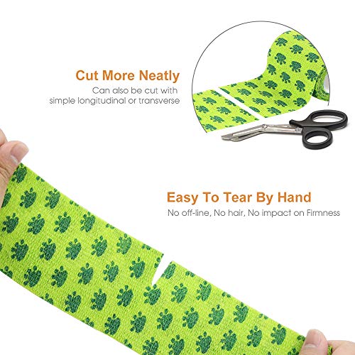 Vet Wrap Cohesive Bandages Bulk Self Adhesive Bandage Wrap Self Adherent Wrap Non-Woven for Dogs Pet Animals & Ankle Sprains & Swelling 2 Inch x 5 Yards (3 Inch Print Claw) - color: 3 Inch Print Claw
