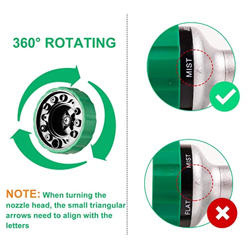 GREEN MOUNT Garden Hose Nozzle, Water Hose Spray Nozzle with Thumb Control On Off Valve for Easy Water Flow Control, Green - color: Green