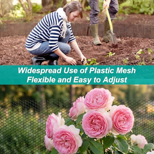 24 in x 50 ft Plastic Mesh Fence Roll Chicken Wire Fencing with 50 Zip Ties - Easy to Cut No Rust Reusable Temporary Netting for Garden, Dog Barrier, Poultry &Construction and DIY Projects - color: Black, size: 24inx50ft