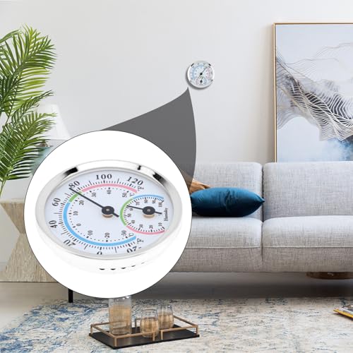Mini Indoor Thermometer Hygrometer Analog 2 in 1 Temperature Humidity Monitor Gauge for Home, Wall, Room, Outdoor, Offices, Display Mechanical (Silver)