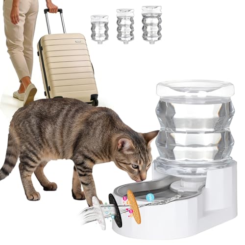 RIZZARI 4L Gravity Cat Water Dispenser: Filtered Water for Kittens | Apartment-Friendly Size/Cleaner Water Every Day/Perfect for Small Pets/Less Frequent Refills/Quick Daily Cleaning - color: White, size: 4L