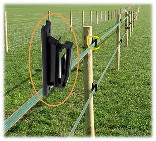Electric Fence Polytape High Tensile Insulators for Wood Post, Fencing Accessories, Black (PK50)