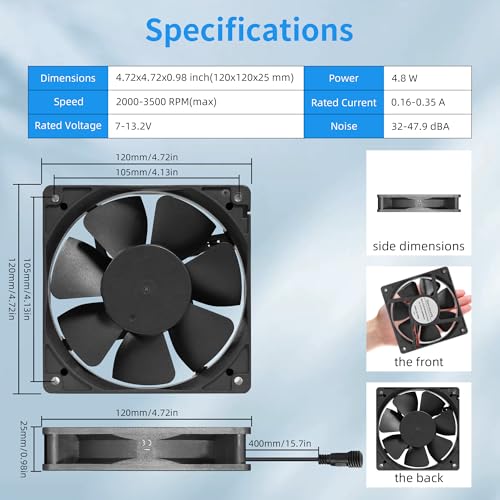 120mm IP68 Waterproof Dual Ball 3500RPM Fan with Stepless Speed Controller | 4.72inch Superior Waterproof Sealed Industrial Ventilation & Exhaust Fan for Chicken Coops, Greenhouses and RV Refrigerators - size: 120x25mm