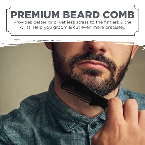 Mustache & Beard Scissors for Men – Stainless Steel Grooming Kit with Comb & Travel Case – Sharp Facial Hair Trimming Tool for Mustache, Beard, Nose & Eyebrows - color: Silver