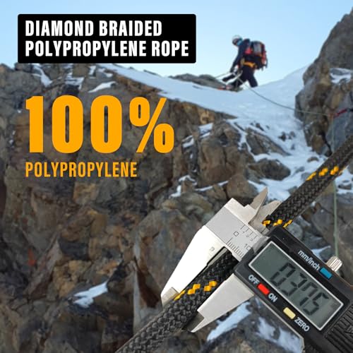 Diamond Braided Polypropylene Rope Nylon Rope Mix Thick Heavy Duty Ropes 3/8'' 100ft High Strength Perfect for Clothesrope Camping Hiking and Other Outdoor Activities Black - size: 3/8'' 100ft Black