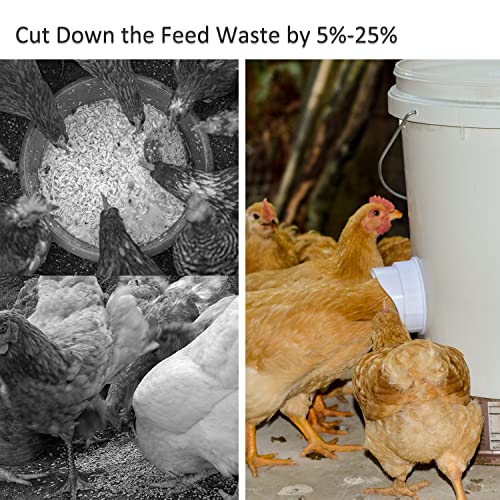 Automatic Chicken Feeder Set Hanging Chicken Feeder No Waste Poultry Feeder Kit 20lb Chicken Feed Container - color: white
