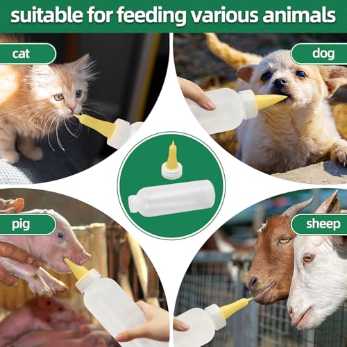 Lamb&Goat Feeding Bottle 2Pcs 500ml Lamb Nipple and Bottle Reusable Small Animal Care Milk Bottle for Farm Supplies