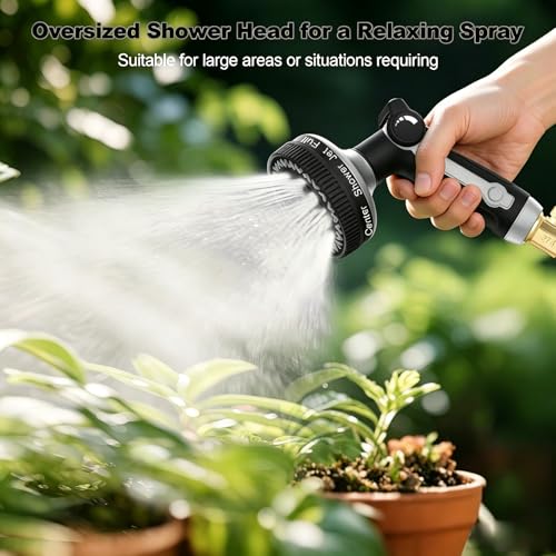 Garden Hose Nozzle | Heavy-Duty Metal Hose Sprayer Nozzle - 9cm/3.5" Ultra-Wide Spray, 8 Adjustable Nozzle Modes, Water Hose Nozzles for Watering, Cleaning, Pets & Car Washing (New Upgraded) - color: Grey+Black