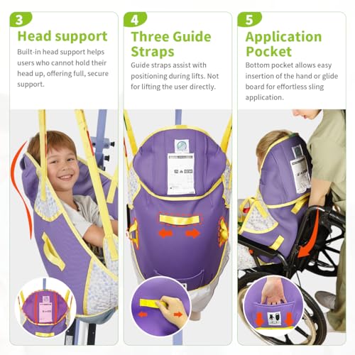 Children Patient Lift Sling, Dreamy Cloud Printed Transfer Sling for Child, Adjustable Medical Lift Aid for Home Use, Up to 110kg (3-6 Years Old) - size: 3-6 Year old