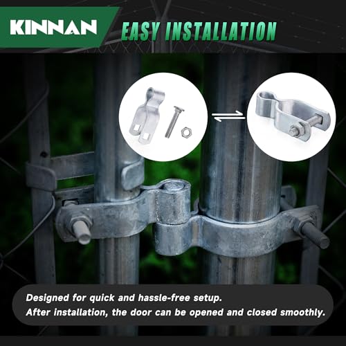 KINNAN 1-3/8" Chain Link Fence Gate Female Hinge, Heavy Duty Galvanized Steel, Gate Hinges with Bolts and Nuts, Durable Fence Hardware for Secure and Long Lasting, Easy Installation (2 Pack - size: 1-3/8
