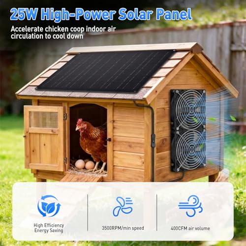 Solar Powered Fan, 25W Solar Fans for Outside Vent Exhaust Fan Waterproof for Shed Chicken Coops Greenhouse Doghouses Pet House for Intake or Exhaust Air Cooling - size: 2 Fan Kit
