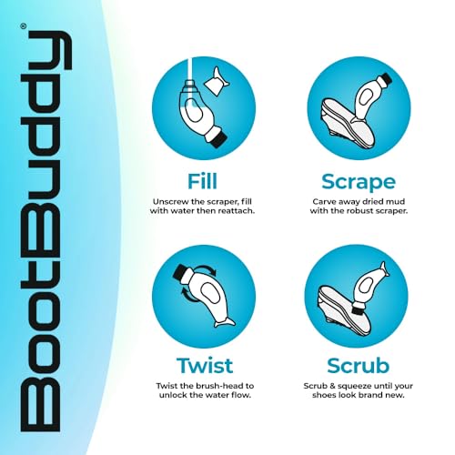 BootBuddy Cleat & Boot Cleaner Brush, Black | For Soccer Cleats, Golf Shoes, Baseball Cleats & Hiking Boots, Removes Mud, Dirt & Stains in Seconds