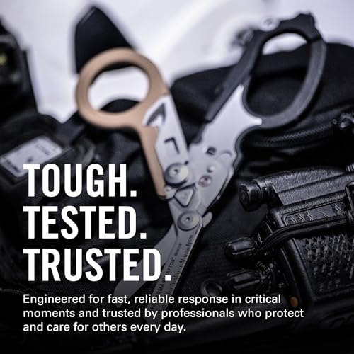 LEATHERMAN, Raptor Rescue, 6-in-1 Heavy-Duty Emergency/Trauma Shears with Carbide Glass Breaker & Strap Cutter, Made in the USA, Utility Holster Included, Coyote Tan/Black, With Utility Holster - color: Coyote Tan/Black