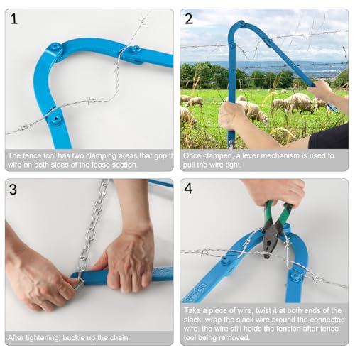 HOLDLY Heavy Duty Fence Wire Tightener for Barbed and Electric Fences | One-Person Leverage for Restoring Tension; No Staple Removal or Full Fence-Line Replacement on Farm and Ranch Fencing