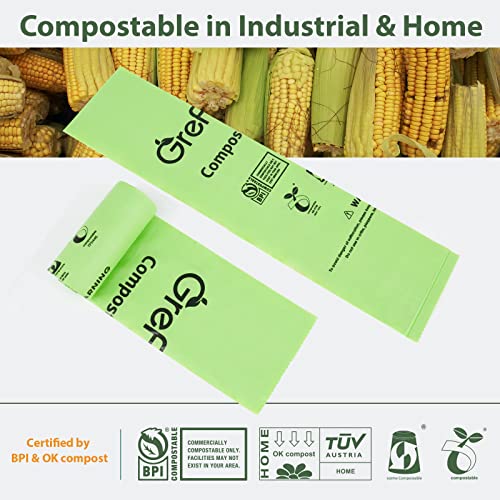 Compostable Bags,Trash bags 13+ gallon tall kitchen, Compostable Trash Lawn & Leaf Yard Waste Bags,Kitchen Compost Trash Bin Compatible,Extra Thick1.01 Mills,Certified by BPI and OK Compost - color: 13G-100count