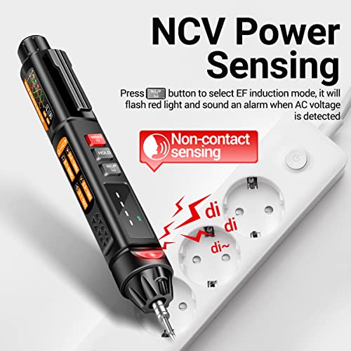 A3009 Mini Pen Multimeter with Voice Broadcast 6000 Counts Voltmeter VA Reverse LCD Display Flash NCV Tester for Vole Resistance acitance Temperature On/Off Diode Phase Sequence