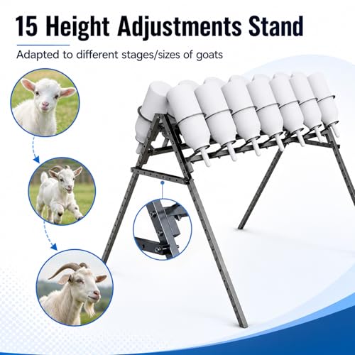 14 Feeding Ports Bottle Rack | Portable Bottle Holder, Free Standing Bottle Feeder Rack for Calves Lambs Goats Farm Animal Livestock (Bottle Not Included)