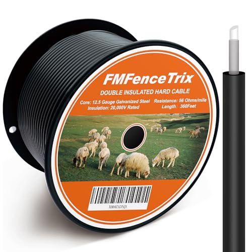 Electric Fence Wire Double Insulated Underground Hard Cable - 12.5Gauge, 360ft - Galvanized Steel Core - size: 12.5Gauge, 360Ft