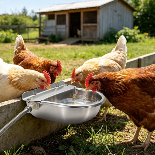 Automatic Horse Waterer Large Livestock Water Bowl 1.35Gal Stainless Steel Trough for Cattle Cow Pig Sheep Pet Dog