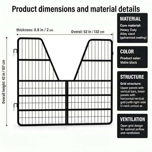 52"x42" Heavy Duty Reinforced Frame Horse Stall Gate, Alloy Steel Horse Gate with Heavy Duty Stall Guard, Galvanized Rustproof Chew Proof, Reinforced Frame Plus Heavy Hinges, Two Way Opening - size: 52 in × 42 in × 0.8 in