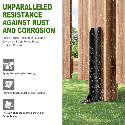 Fence Post Repair Kit (Separation 16.9+17.9",2 pcs) | Heavy Duty Steel Fence Post Anchor Ground Spike ，Quick Fix Broken/Leaning Wood Posts with，and Fixed Fence Posts - size: Separation (16.9+17.9")