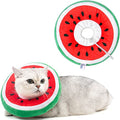 ANWA Adjustable Cat Cone Collar Soft, Cute Cat Donut Collar After Surgery, Kitten Recovery Cones to Stop Licking - color: Watermelon, size: Medium