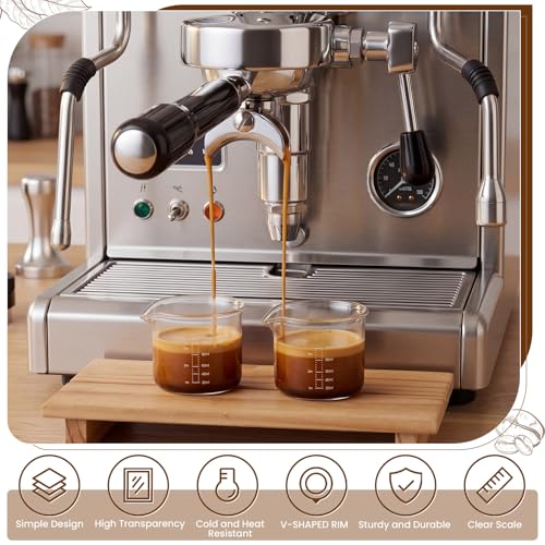 2 Pcs Espresso Measuring Cups 100ml/3oz Espresso Shot Glasses with V-shaped Mouth Clear Pouring Cup Milk Frothing Pitcher Accessories