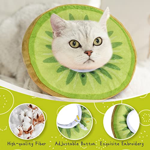 ANWA Adjustable Cat Cone Collar Soft, Cute Cat Donut Collar After Surgery, Kitten Recovery Cones to Stop Licking - color: Kiwifruit, size: Medium