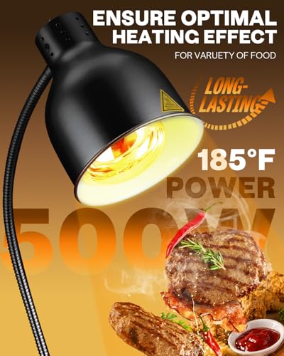 Food Heat Lamp with 3 Bulbs, 500W Rapid and Steady Heating, Painted Black | Catering Food Warmer Lamp, Commercial Heat Lamp for Food, Electric Food Warming Lamp for Buffet & Parties - color: Painted Black