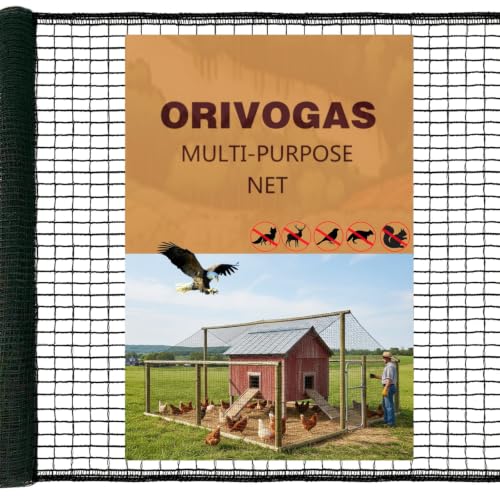 Heavy Duty Bird Netting for Chicken Coop, 19.5 x 19.5 ft 0.8”Mesh HDPE Chicken Netting for Hawks with Reinforced Edges, Durable & Reusable Poultry Netting for Garden Raised Beds & Fruit Trees - size: 19.5ft*19.5ft