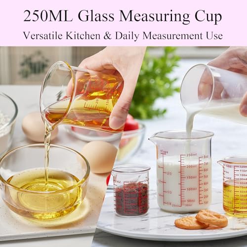 3 Piece Glass Measuring Cup Set, Includes 1/2-Cup, 1-Cup, and 2-Cup High Borosilicate Glasss Liquid Measuring Cups, Dishwasher, Freezer, Microwave, and Preheated Oven Safe, Essential Kitchen Tools - size: 1/2Cups/1Cups/2Cups Measuring Cup Set
