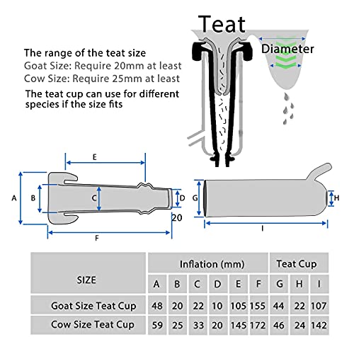 12L Cow Milking Machine with Pressure Gauge (Pro Model) and Goat Teat Cup (Tube Included)
