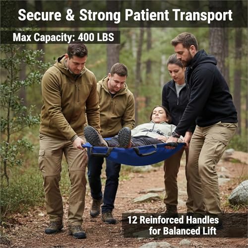 Portable Transport Stretcher with 12 Rubber Handles & Carrying Bag – Dog Stretcher & Gurney, Patient Animal Mover for Emergency Casualty Evacuation, 400lbs Capacity（2Pack Blue） - color: Blue2Pack, size: Two-Pack
