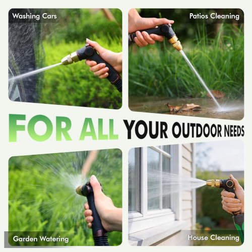 RESTMO Garden Hose Nozzle, Heavy Duty Water Hose Sprayer for Outdoor | Zinc Alloy Metal, Thumb Control, Precise Flow, Adjustable Spray Patterns, Leak-proof, Ideal for Lawn & Plant & Car, Brown - color: Brown