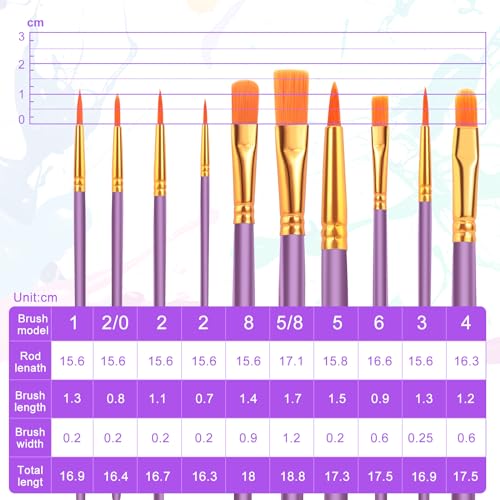 ESRICH 60PCS Paint Brushes, Paint Brush for Acrylic Painting | Artist Paintbrushes for Oil Watercolor, Body Face Rock Canvas, Small Paint Brushes for Kids,Purple - color: Purple, size: 60