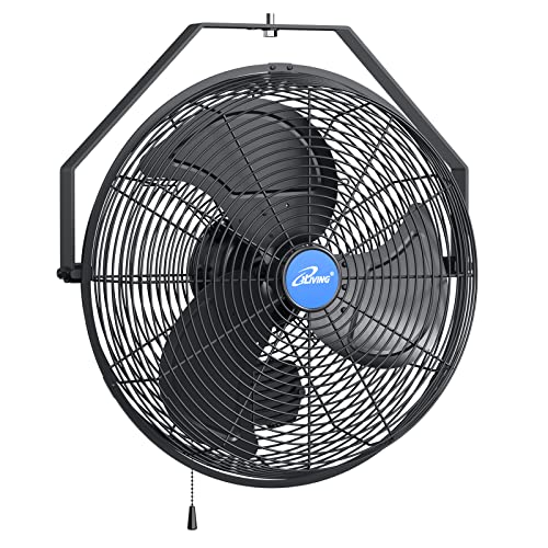 iLiving Wall Mounted Variable 14 Inches Speed Indoor/Outdoor Weatherproof Fan, Industrial grade for Patio, Greenhouse, Garage, Workshop, and Loading Dock, 2473 CFM, Black - size: 14-Inch