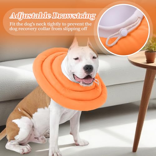 IDOMIK Dog Recovery Collar, Waterproof Soft Dog Cone After Surgery | Comfy Protective Elizabethan Collar Alternative for Dogs Cats, Adjustable Pet Neck Donut Cone Anti-Licking Wounds,Orange,L - color: Orange, size: L