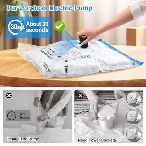 Cordless Electric Pump for Vacuum Storage Bags Travel Air Pump for Various Space Saver Bags Portable Rechargable Seal Bag Pump for Compression Clothes, Blanket, Luggage (Black Pump Only) - color: Black