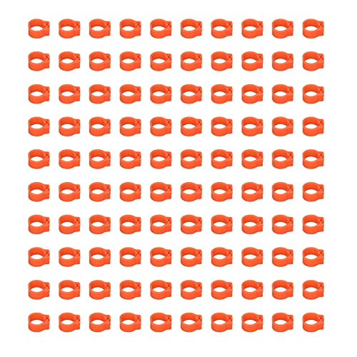 Omabeta 100PCS Reusable 8mm Pigeons Identification Leg Rings for Easy Dovecot Management and Marking, Lightweight Plastic Bands for Poultry Supplies (Orange) - color: Orange